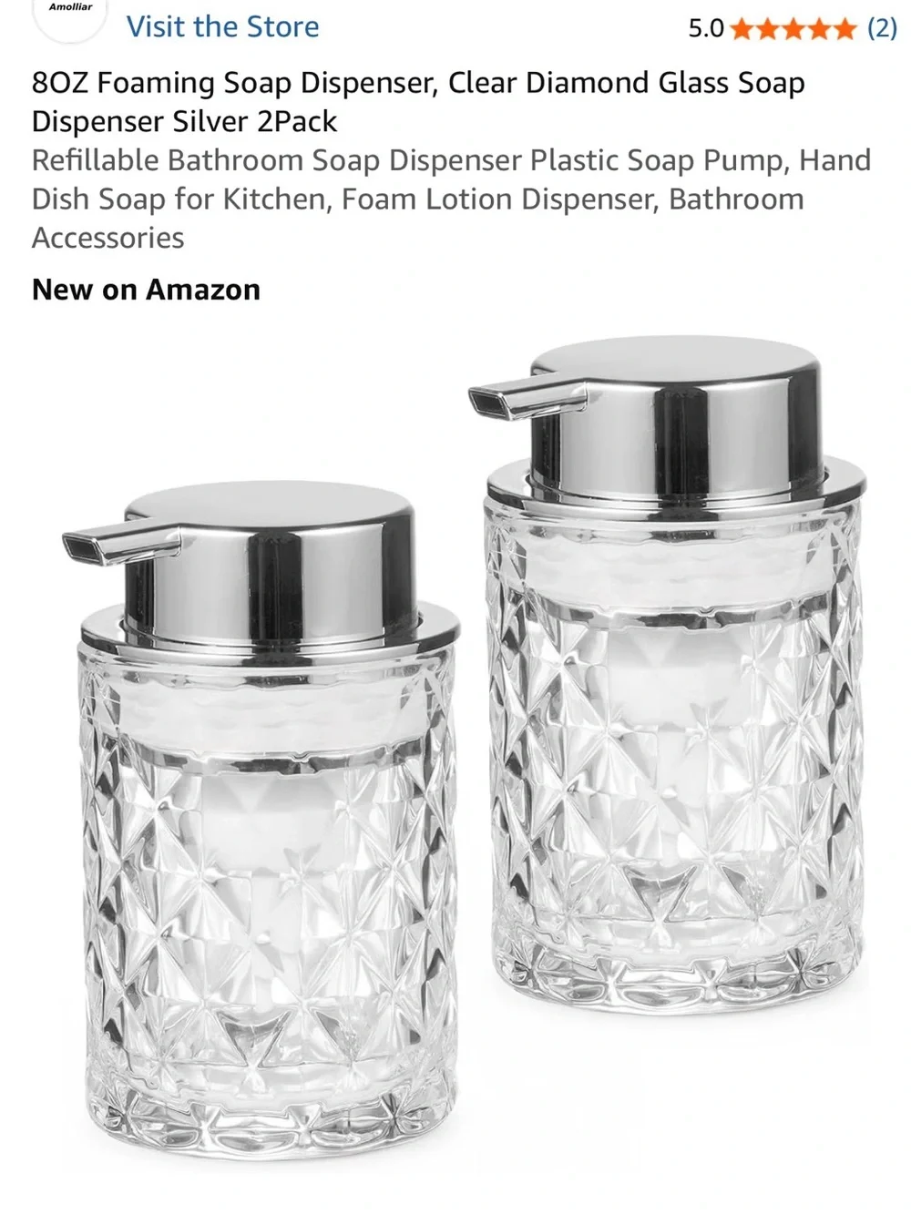 Crystal Diamond Glass Soap Dispenser - Clear